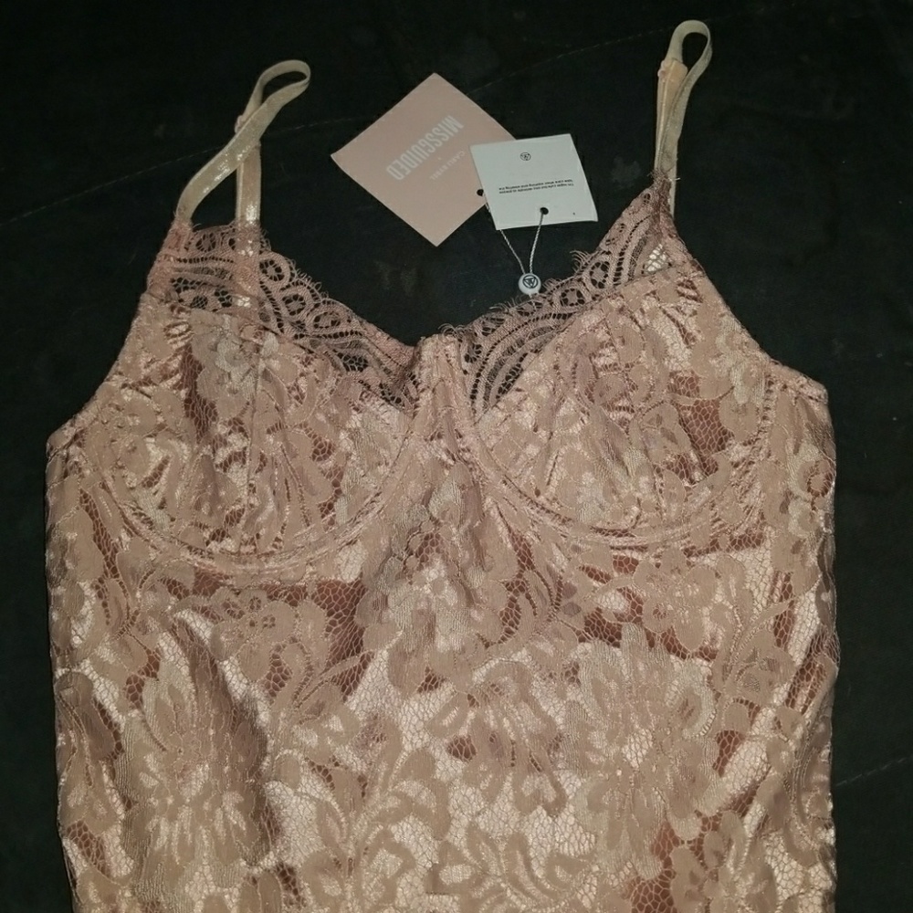 Carli Bybel × Missguided Pink Lace Bodysuit